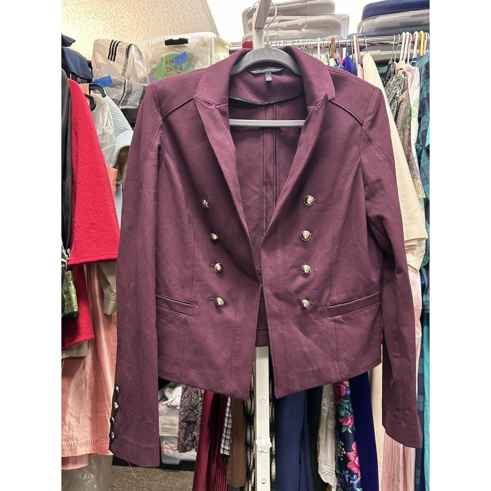 White House Black Market Women's Long Sleeve Size 12 Plum Military Style Blazer